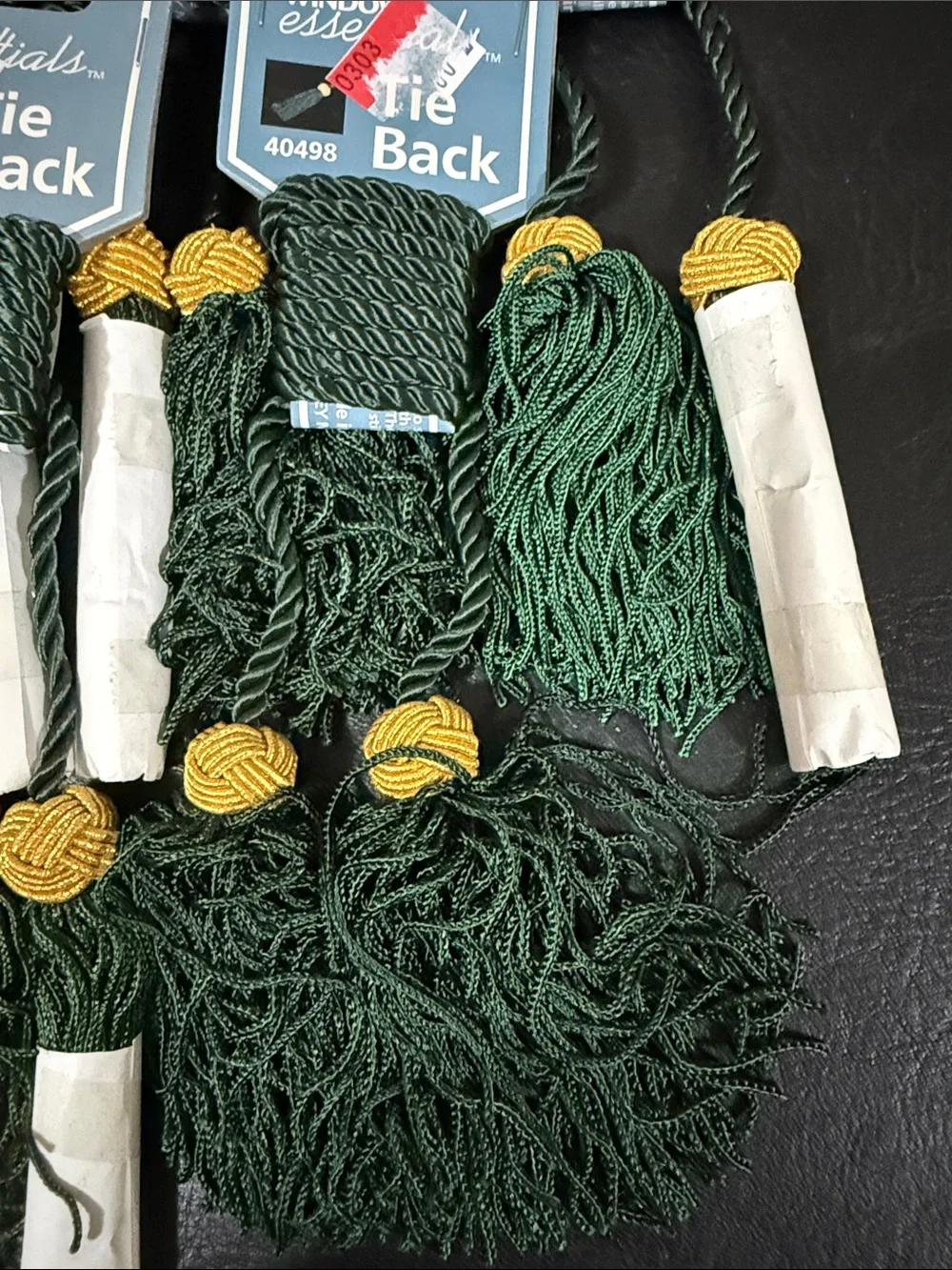 Curtain Tiebacks - Forest Green with Gold Accent